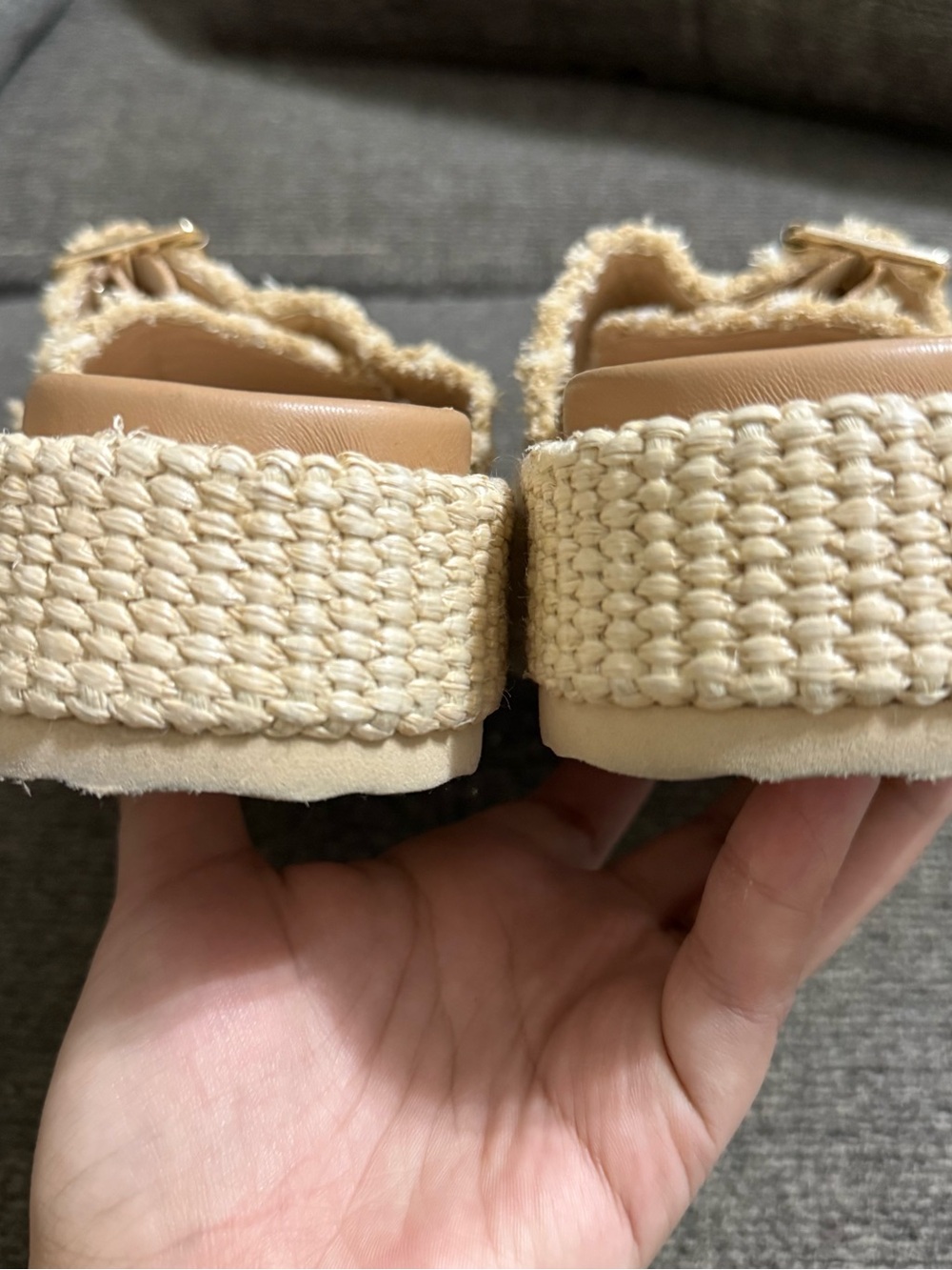Steve Madden Karrigan Beige Woven Double-Buckle Platform Sandals - Picture 6 of 8
